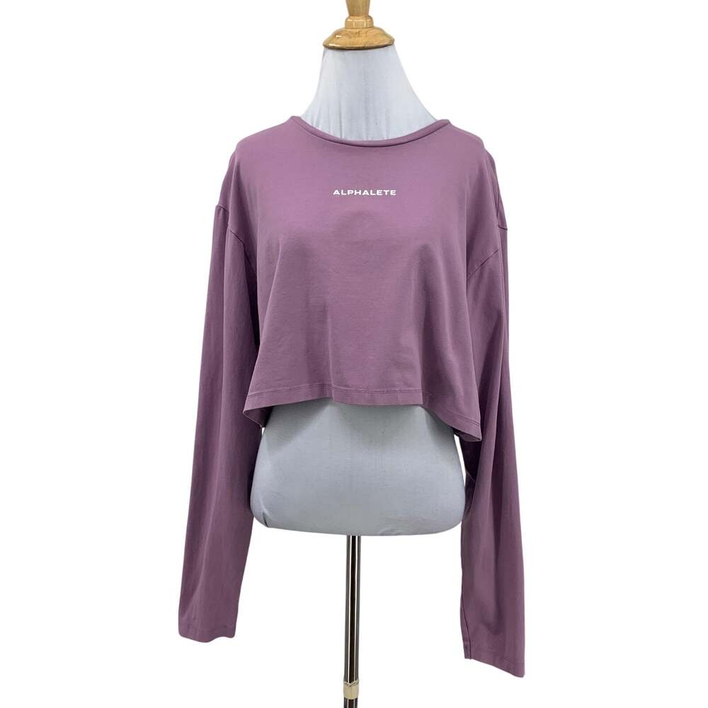 Alphalete Shirt Womens L Large Maeve Lifestyle Fit Cropped Long Sleeve Stretch